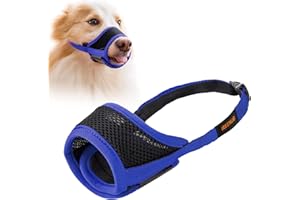 IREENUO Maulkorb für Hunde, um Beißen, Fressen und Bellen zu verhindern, atmungsaktives Netzgewebe, verstellbare Schlaufe, Maulkorb zum Training Kleiner, mittelgroßer und großer Hunde (M, Blau)