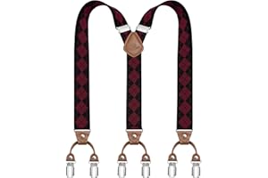 Dresime Mens Tirantes con Metal Fuerte 6 Clips Y-Back Tirantes Ajustables Tirantes para Pantalones Heavy Duty Elastic Mens Suspenders