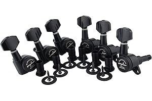 Guyker Guitar Locking Tuners (6 for Right) - 1:18 Lock String Tuning Key Pegs Machine Head with Hexagonal Handle Replacement for ST TL SG LP Style Electric, Folk or Acoustic Guitars - Black