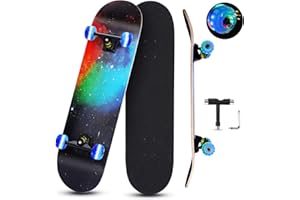 GIEMIT Skateboard Komplettboard Erwachsene Kinder 31x 8 Zoll Skateboards Doppel Kick Deck, ABEC-11 Kugellager, 7-lagigem Ahornholz Geschenke für Jugendliche Mädchen Teenager, mit All-in-One Skate Tools