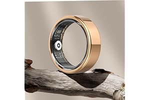DEKELIFE 2024 Neu Smart Ring Herren Damen, Fitness Ring Tracker Gesundheitsring mit Herzfrequenz, SpO2, Schlaftracker, 100+ Sportmodi IP68 Wasserdicht Smartringe für Android und iOS, Size 8, Gold