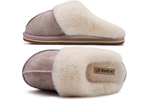 KuaiLu Hausschuhe Damen Flauschige Plüsch Geschlossen Winter Warme Pantoffeln Frauen Kuschel Memory Fussbett Hause Slippers Rutschfest Feste Sohle Hüttenschuhe Indoor Outdoor