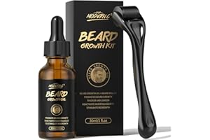 POP MODERN.C Kit de Croissance de Barbe - Huile de Croissance de Barbe à la Biotine avec rouleau pour favoriser la repousse des cheveux - Sérum de barbe pour le traitement des poils du visage masculin épais