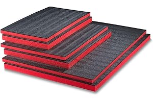 GUARDIQUE Multilayer Schaumstoff 800 x 600 x 50 mm, Shadow Foam, Schneiden und Abziehen, Anpassbare, Kaizen Foam, Werkzeugeinlage für Werkzeug, Kamera, Werkzeugkoffer, Werkzeugwagen, Rot & Schwarz