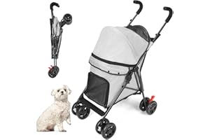 Wedyvko Pet Stroller for Small Dogs Medium Dogs 15kg, Dog Pram Ultra Light - only 3.5 kg, Dog Stroller Pet Pram with 4 Wheel Foldable/Storage Basket/Cup Holder