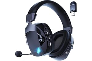 Acinaci Gaming Headset Wireless mit abnehmbarem Noise-Cancelling-Mikrofon für PC/PS4/PS5/Mac/Switch, Bluetooth Kabelloses Gaming Kopfhörer mit 2,4GHz-Dongle und 3,5 mm Kabelmodus