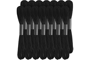 ‎WAMKON 14 Stränge Schwarzer Stickgarn Set, 120 Yards Stickgarn Baumwolle Strickgarn Kreuzstich Garn Ideal für Freundschaftsarmbänder und Stickarbeiten
