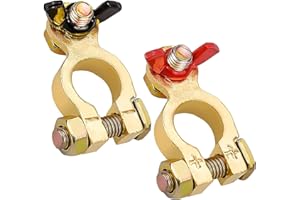 SILULCM 1 Pair Car Battery Terminals Clamps, 12V/ 24 V Battery Terminals Connectors Positive and Negative with Wing Nut for Cars Vans Truck