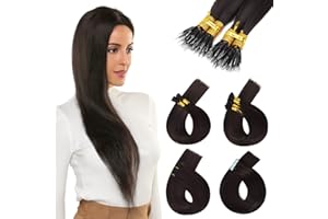Yamel Training Hair, Nano Ring Bead Hair Extensions Medium Brown Straight 16 Inch 100g Synthetic Hair Extensions for Training
