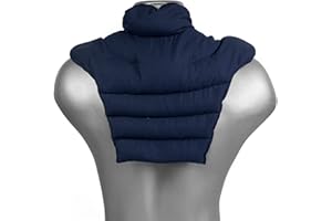 GIRAFFENLAND ﻿Cuscino per il collo con forma a U per l'area cervicale - Collo + Spalle + Schiena - Cuscino con semi di lino - Cuscino termico - blu scuro