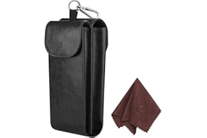 Fintie Podwójne etui na okulary z karabińczykiem, przenośne wegańskie skórzane etui na okulary odporne na zarysowania etui na okulary przeciwsłoneczne