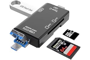 BOULTON UK Boulton SD Card Reader – USB Card Reader for TF SD SDXC Micro SD CardReader Adapter – Memory Read with USBA Micro-USB and USBC Connectors – USB-C to SD/TF/SDXC CardReader for PC Laptop Smartphone