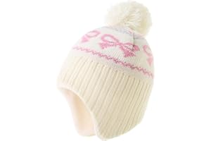 AHAHA Wintermütze Mädchen Kinder Beanie Earflap Pompon Baby Strickmütze Mädchen