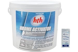 HEXAGON PISCINE ET SPA HTH Brom Activator Oxygen Shock Granulat – 5 kg | Brom-Aktivator – Aktivator – Sauerstoff aktiv Schock – Desinfektion ohne Chlor – schnelle Auflösung + 10 HPS-Tests 6 in 1