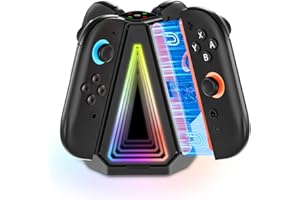ZRZLMVP Controller Charger for Nintendo Switch 2 Joy Con (2025) - 2.5H Fast Charging Dock, RGB Light & 4 in 1 Enhanced Magnetic Controller Charging Station for Switch 2 Controllers Accessories, Black