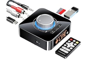 VAKLER Bluetooth 6.0 Receiver for HiFi, Bluetooth TV Adapter with Volume Control with LED Display Double Connection Receiver 3.5mm Aux for PC/Mac/Tablet/Smartphone/AV Receiver AptX HD Dual Pairing