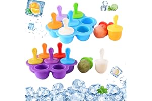 FANNAS Mini Eisförmchen Stieleisformer,2 Stücke Eisförmchen Stieleisformer Bpa am Stiel Silikon Eisformen Eis am Stiel Kinder Eis am Stiel Formen(Blau Und Lila)