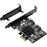 BEYIMEI PCIe SATA 3.0 Card, 4 Ports SATA III PCIe 3.0 X1 Controller Card, SATA Controller Expansion Card with Low Profile Bra