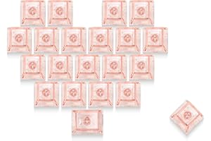 GMKWTL XVX Pink Clear Keycaps, Blank Crystal Transparent Key Caps, PC Material Custom DIY Keyboard Caps, Candy Backlit Keycap Cherry Profile Keycaps for MX Switches Mechanical Keyboard (21pcs)