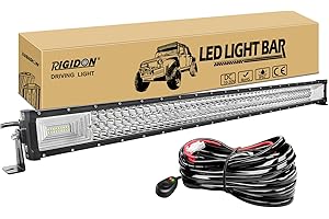 ‎RIGIDON RIGIDON Dreireihige Led lichtleiste kfz mit 12v kabelbaum kit, 42 Zoll 105cm 540W offroad beleuchtung Led bar für Auto SUV ATV, UTV, LKW 4x4, Fahrzeuge, 6000K Weiß led nebelscheinwerfer
