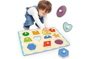 GOVVAY Wooden Puzzles for 1 2 3 Year Olds, Shape Pattern Wooden Puzzles Educational Learning Kids Toys for Birthday, Christmas, Easter Children's Day Girls and Boys Gifts