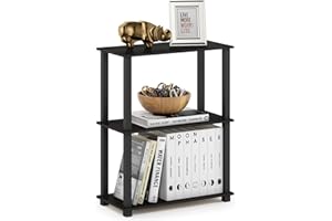 Furinno TURN-S-TUBE Storage Shelves, 3-Tier Book Shelf, Corner Shelf, Toolless Open Shelves, for Organization and Storage, Living Room, Garage, Home Office, Espresso