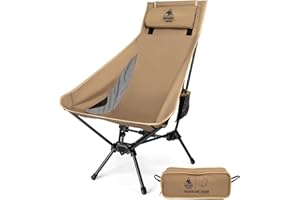 OneTigris Tigerblade High Back Camping Chair with Pillow Design, Comfortable Widened Seat Folding Chair