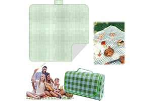 BAOSROY Coperta Picnic Impermeabile, 200x200 cm, Tessuto Non Tessuto, Verde, Standard, Pelo Corto, Realizzata A Mano, Lavabile In Lavatrice, Per Spiaggia, Picnic, Escursionismo