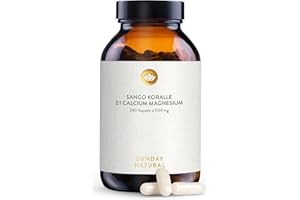 ‎SUNDAY NATURAL SUNDAY NATURAL® Sango Meereskoralle Kapseln - 240 Kapseln - 660mg Calcium hochdosiert & 330mg Magnesium im 2:1 Verhältnis - Premium Sango Koralle aus Japan - Laborgeprüft, ohne weitere Zusätze