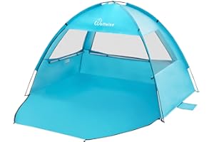 WolfWise Tenda da Spiaggia Facile da Montare UPF 50+ Protezione dai Raggi UV della Conchiglia da Spiaggia 50+, 2-3 persone, Leggera, Blu