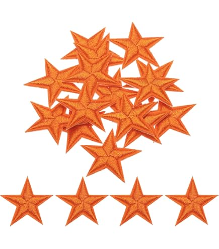 Orangefarbener Stern Aufnäher – Bestickte Applikation Als Patch Oder Abzeichen Zum Aufbügeln