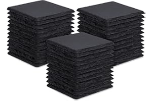 36 Pieces Slate Drink Coasters, GOH DODD 4 Inch Black Coasters Stone Coaster Set, Laser Engraving Blanks with Anti-Scratch Bottom for Home Office Kitchen Bar Housewarming Gifts Wedding Party, Square