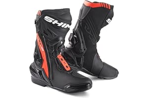 SHIMA VRX-3, Motorradsteifel Herren - Verstärkte Leder Motorradschuhe mit ATOP-Verschluss, Seitlichem Reißverschluss