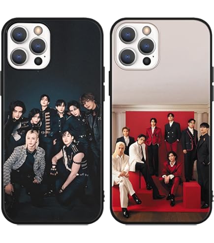 Nurkorki 2 Piezas Negro Funda Para IPhone 13 Pro MAX 6,7",KPOP Stray Kids Boys Skzoo Lindo Diseño Case,Carcasa Protección Para Cartoon Silicona Bumper Cover Para Niñas,Mujeres,SKZ Fans,Comics