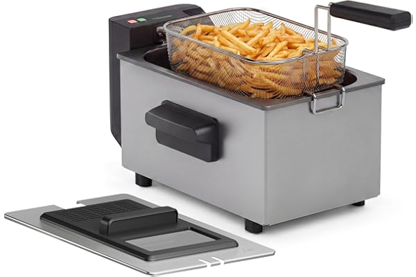 Tristar Friteuse à huile, 3L, Zone Froide, Thermostat réglable 190°C, Pièces lavables, Fenêtre, Rangement pour câble, Protection surchauffe, Design compact, FR-9327