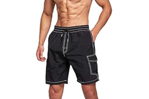 JustSun Maillot de Bain Homme Séchage Rapide Short de Bain avec Multi-Poches