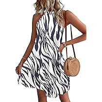 Abito Casual Estivo Senza Maniche A Vita Alta Con Pieghe - Modello 01 Viola/Blu, XX-Large