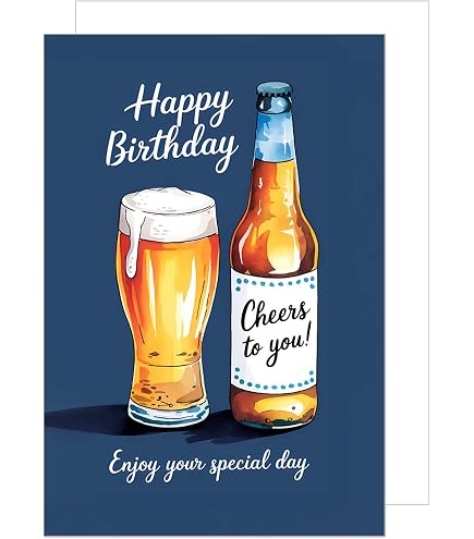 WBdesignz Geburtstagskarte „Happy Birthday Mit Biergläsern“ DIN A6 - Lustige Karte Für Männer, Bierliebhaber