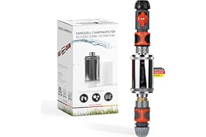 SANQUELL Filtro de agua para camping, autocaravana, explorador, barrera de gérmenes, tecnología médica, agua potable limpia sobre la marcha, filtro de llenado para depósito de agua dulce, juego completo, hasta