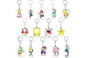 CLVSYH 14Pcs Ma-rio Llavero, llavero de dibujos animados llavero lindo para los Niños, Regalo de Cumpleaños para Niños y Niñas, Regalos de Fiestas (C)