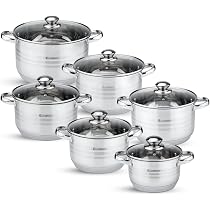 Lot De 3 Casseroles à Induction EliteHoff 7 Couches – Capacités 1.1L, 1.8L, 2.5L, Avec Couvercles En Verre - 9