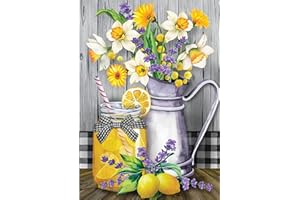 Ewwtrey 5D DIY Diamond Painting Art Kit Completo, Ricamo Punto Croce Strass Arte Pittura Diamante con Numeri per Bambini Adulti Decorazione Murale - Limone/30x40 cm