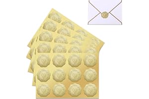 FADBUDS 60 PCS Envelope Seal Stickers, Gold Embossed Seal Stickers Vintage Love Pattern Seal Stamp Stickers Self-Adhesive Dots for Birthday Wedding Invitations DIY Decorations Christmas Cards Party Favors