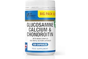 Vit Direct - Glucosamine, Calcium & Chondroitin (with MSM Complex) - 120 Triple Action Capsules - Joint Care Supplement - Supports Joint Health - Designed to Reduce Joint Pain
