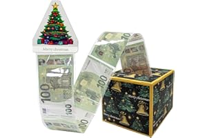 Teyomi 1 Christmas Money Box for Cash Gift,Christmas Pull Surprise Money Gift Box for Kids Girlfriend Presents,Money Cake Pull out Cash and 50pcs Transparent Bags (Christmas Money Box-Green)