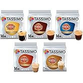 Tassimo Marcilla Café Selección - Cápsulas de Café con Leche/Cortado/Espresso/Largo/Espresso Descafeinado - 5 Paquetes (80 Po
