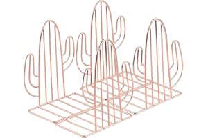 MSDADA 2 Pares de Sujetalibros de Cactus para Libros, CD y Niños, de Metal, Soporte para Libros, Libro para Oficina, Sujetalibros Regalo del Dia del Niño (Oro Rosa)