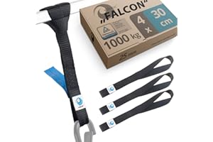 valonic Falcon - 4 x Zurrschlaufen, TÜV Rheinl. Zertifiziert, EN 12195-2, 1000kg, 30 cm lang, 25 mm breit, schwarz - Gurtschl