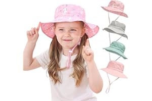 YANWANG Baby Kids Adjustable Bucket Sun Hat, UPF 50+ Sun Protection Beach Cap for Toddler Boys Girls