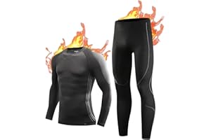 NOOYME Ropa Interior Térmica Hombre Conjuntos Térmicos para Hombre Camiseta Térmica Hombre Ropa Interior de Esquí Hombres Ropa Interior Funcional Ropa Interior Térmica de Invierno para Hombre